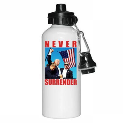 Never Surrender Trump 2024 Pennsylvania Rally Shooting Aluminum Water Bottle