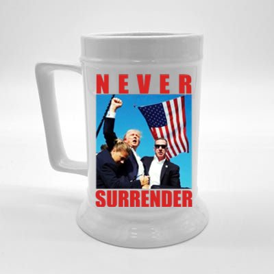 Never Surrender Trump 2024 Pennsylvania Rally Shooting Beer Stein