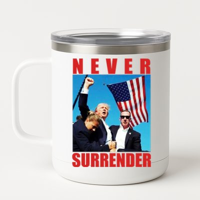 Never Surrender Trump 2024 Pennsylvania Rally Shooting 12 oz Stainless Steel Tumbler Cup