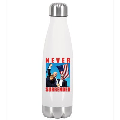 Never Surrender Trump 2024 Pennsylvania Rally Shooting Stainless Steel Insulated Water Bottle