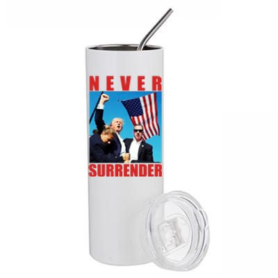 Never Surrender Trump 2024 Pennsylvania Rally Shooting Stainless Steel Tumbler