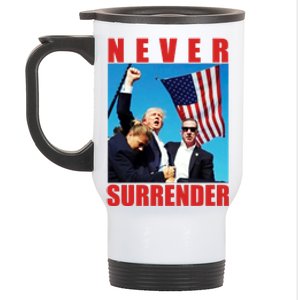 Never Surrender Trump 2024 Pennsylvania Rally Shooting Stainless Steel Travel Mug