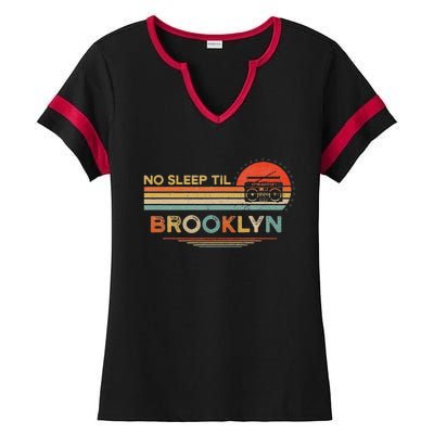 No Sleep Til Brooklyn Old School Portable Stereo Retro Ladies Halftime Notch Neck Tee