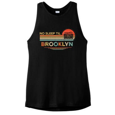 No Sleep Til Brooklyn Old School Portable Stereo Retro Ladies PosiCharge Tri-Blend Wicking Tank