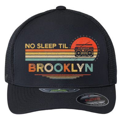 No Sleep Til Brooklyn Old School Portable Stereo Retro Flexfit Unipanel Trucker Cap