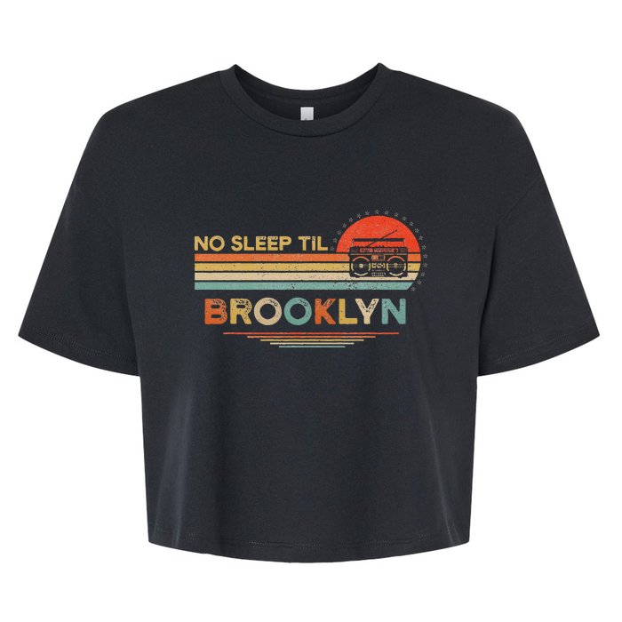 No Sleep Til Brooklyn Old School Portable Stereo Retro Bella+Canvas Jersey Crop Tee