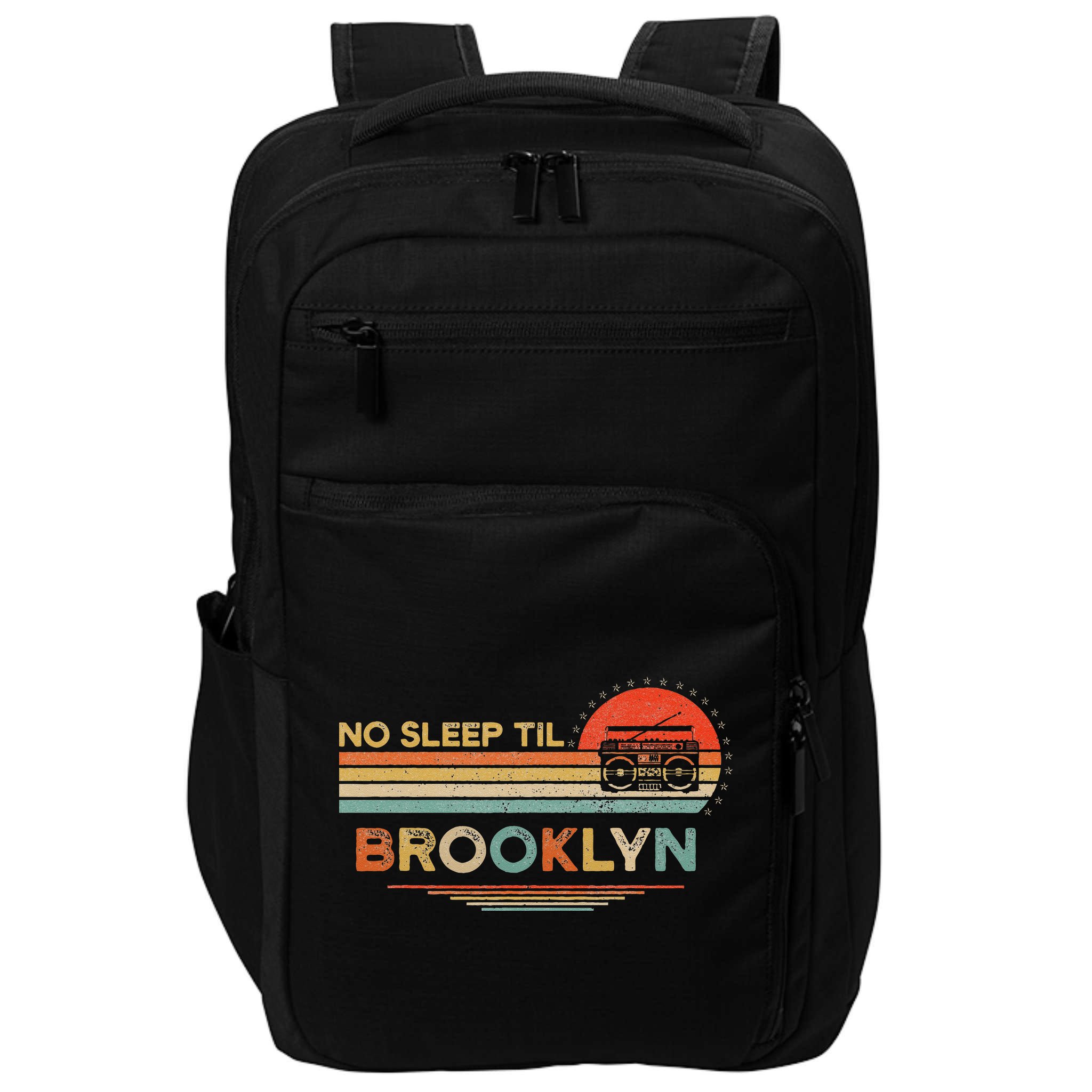 No Sleep Til Brooklyn Old School Portable Stereo Retro Impact Tech Backpack