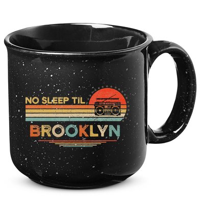 No Sleep Til Brooklyn Old School Portable Stereo Retro 15oz Campfire Ceramic Mug