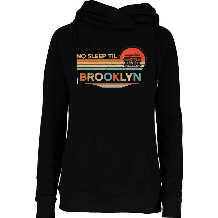 No Sleep Til Brooklyn Old School Portable Stereo Retro Womens Funnel Neck Pullover Hood