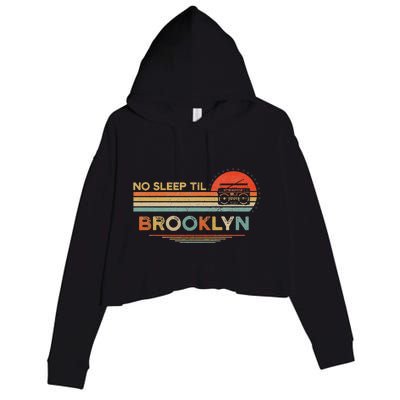 No Sleep Til Brooklyn Old School Portable Stereo Retro Crop Fleece Hoodie