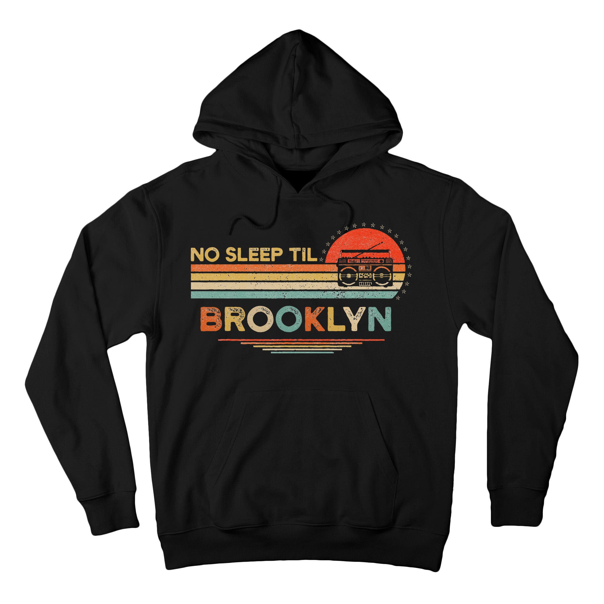 No Sleep Til Brooklyn Old School Portable Stereo Retro Tall Hoodie
