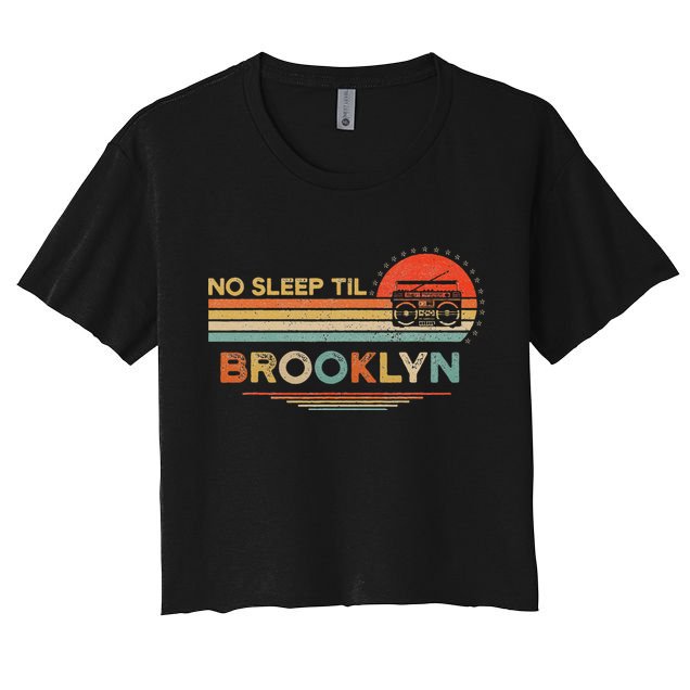 No Sleep Til Brooklyn Old School Portable Stereo Retro Crop Top
