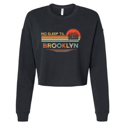 No Sleep Til Brooklyn Old School Portable Stereo Retro Cropped Pullover Crew