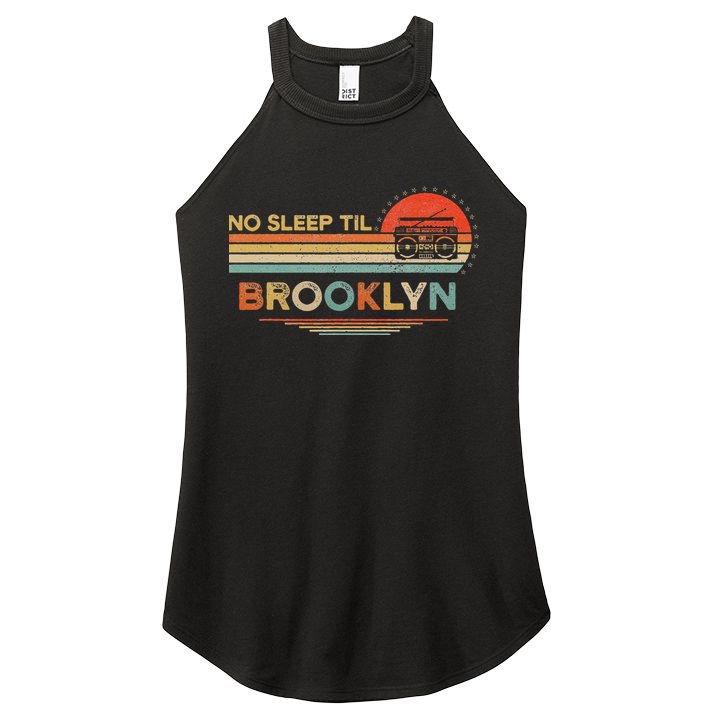 No Sleep Til Brooklyn Old School Portable Stereo Retro Women's Perfect Tri Rocker Tank