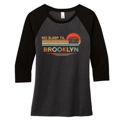 No Sleep Til Brooklyn Old School Portable Stereo Retro Women's Tri-Blend 3/4-Sleeve Raglan Shirt