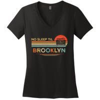 No Sleep Til Brooklyn Old School Portable Stereo Retro Women's V-Neck T-Shirt