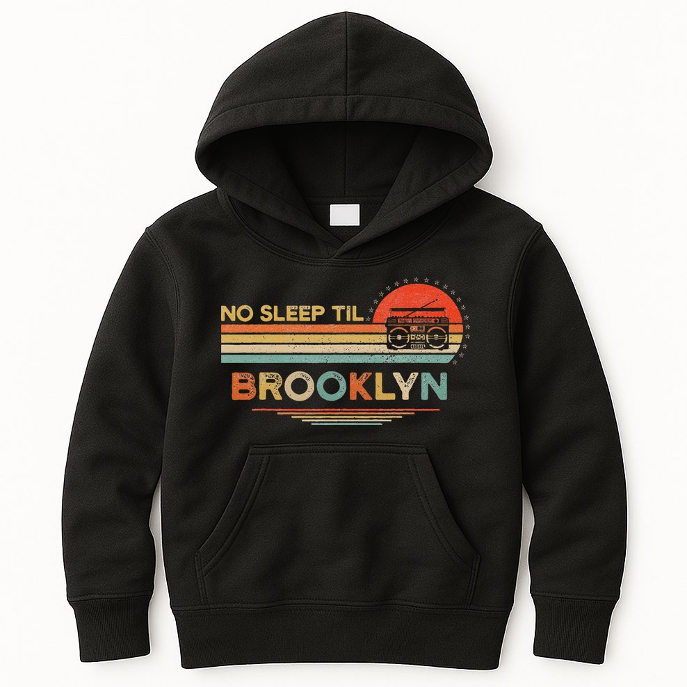No Sleep Til Brooklyn Old School Portable Stereo Retro Kids Hoodie