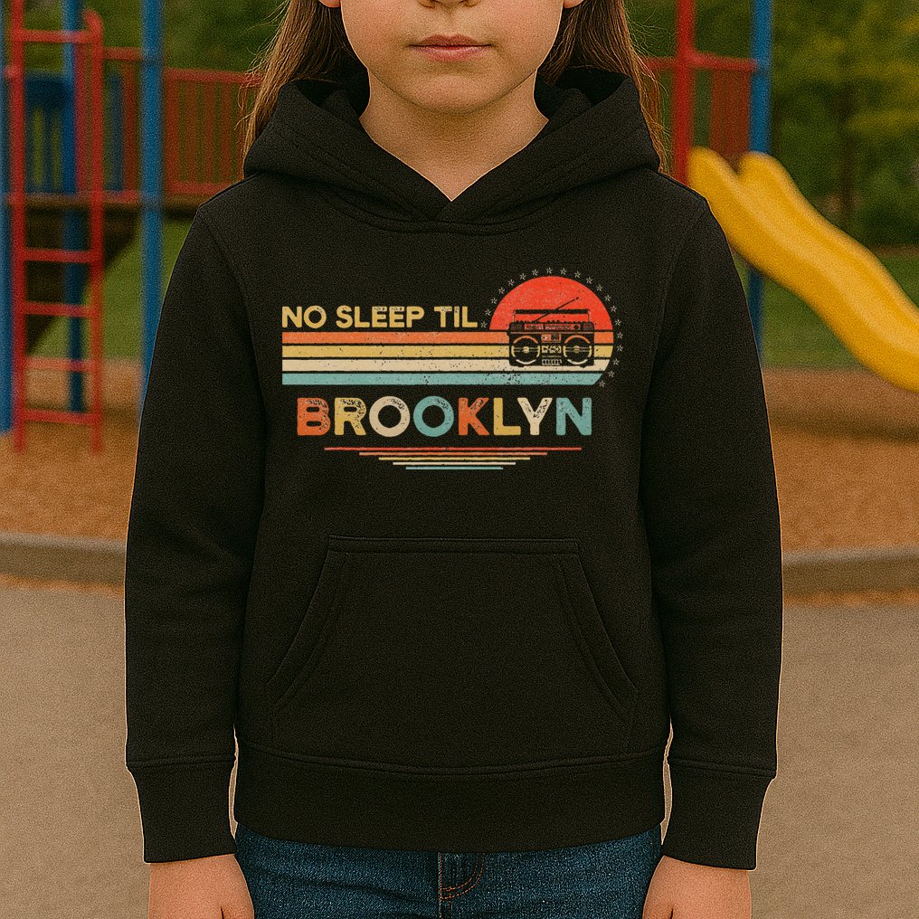 No Sleep Til Brooklyn Old School Portable Stereo Retro Kids Hoodie