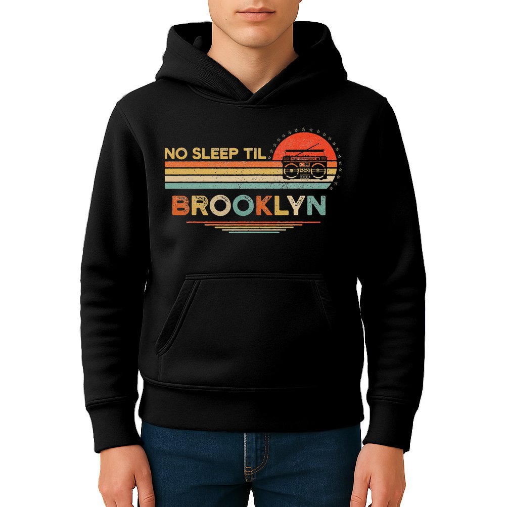 No Sleep Til Brooklyn Old School Portable Stereo Retro Kids Hoodie