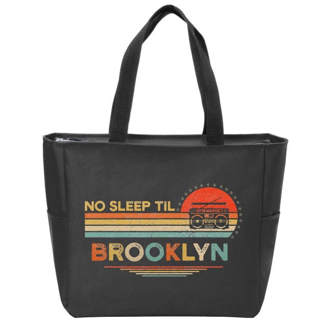 No Sleep Til Brooklyn Old School Portable Stereo Retro Zip Tote Bag