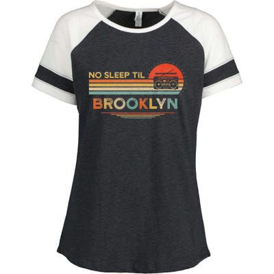 No Sleep Til Brooklyn Old School Portable Stereo Retro Enza Ladies Jersey Colorblock Tee