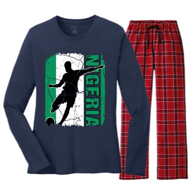 Nigeria Soccer Team Nigerian Flag Jersey Football Fans Women's Long Sleeve Flannel Pajama Set 