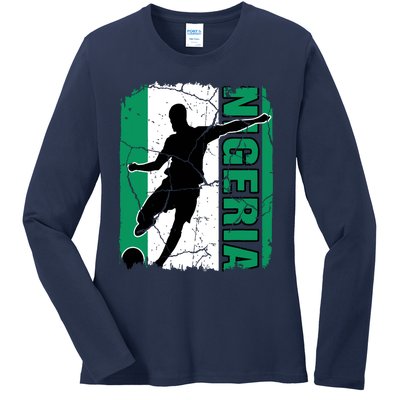 Nigeria Soccer Team Nigerian Flag Jersey Football Fans Ladies Long Sleeve Shirt