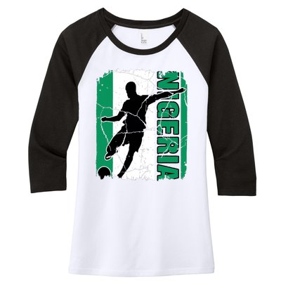 Nigeria Soccer Team Nigerian Flag Jersey Football Fans Women's Tri-Blend 3/4-Sleeve Raglan Shirt