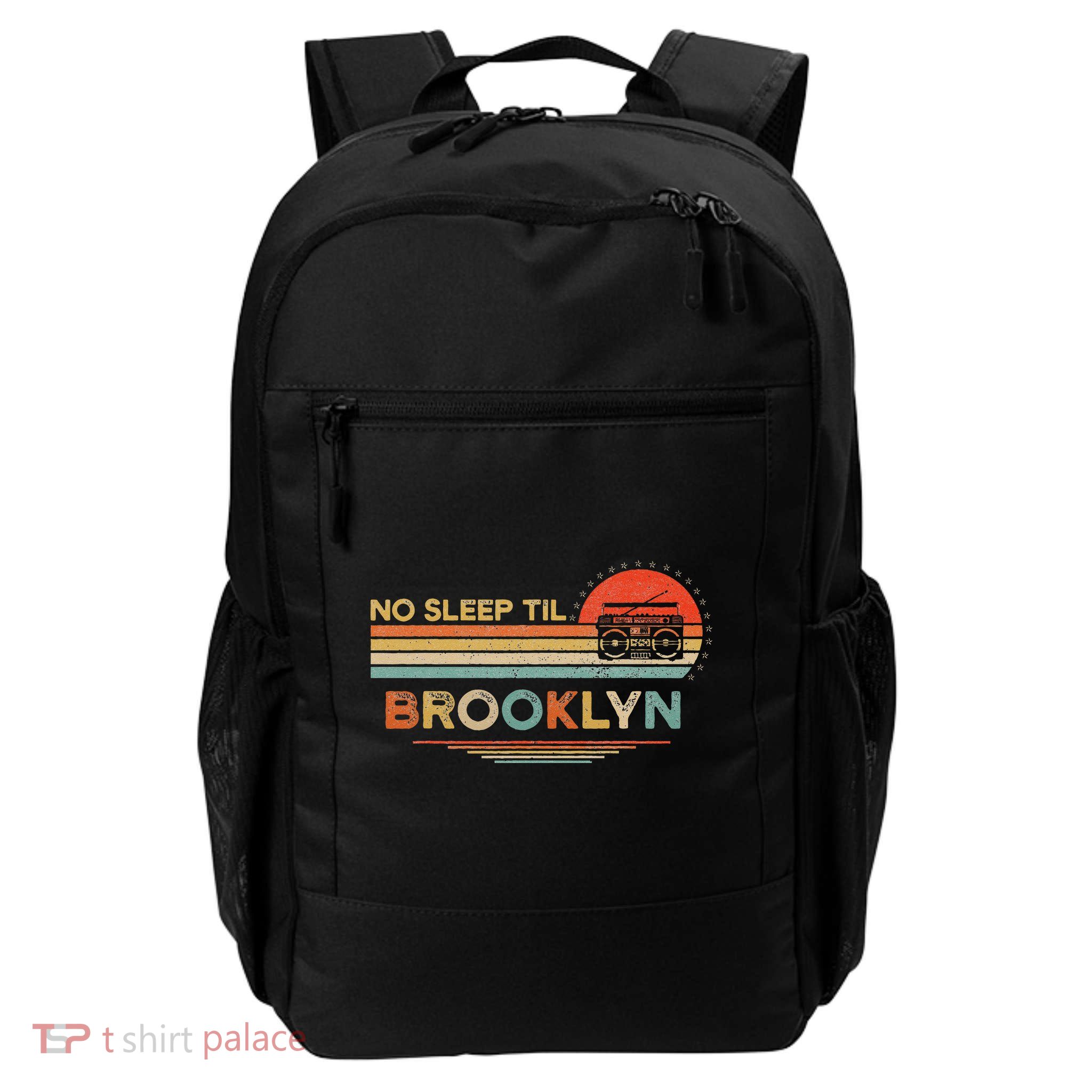 No Sleep Til Brooklyn Old School Portable Stereo Retro Daily Commute Backpack