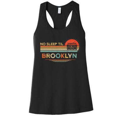 No Sleep Til Brooklyn Old School Portable Stereo Retro Women's Racerback Tank