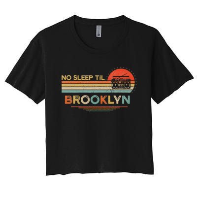 No Sleep Til Brooklyn Old School Portable Stereo Retro Women's Crop Top Tee