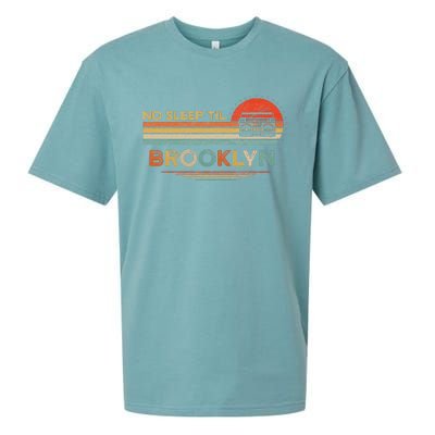 No Sleep Til Brooklyn Old School Portable Stereo Retro Sueded Cloud Jersey T-Shirt