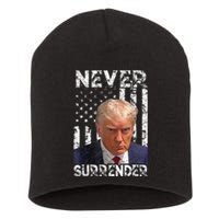 Never Surrender Trump Mug Shot 2024 American Flag Wo Short Acrylic Beanie