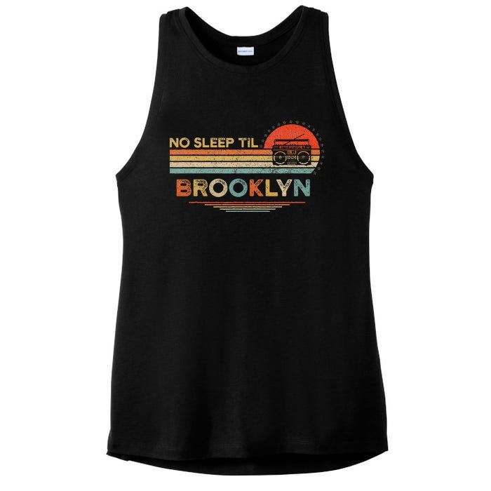 No Sleep Til Brooklyn Old School Portable Stereo Retro Ladies PosiCharge Tri-Blend Wicking Tank