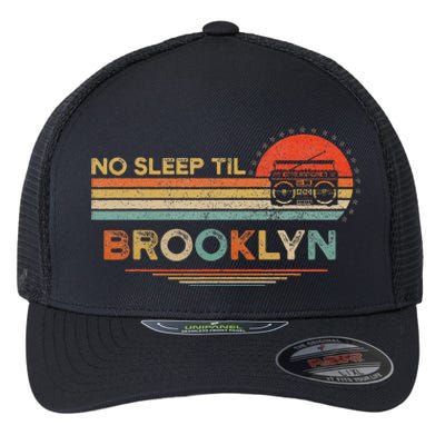 No Sleep Til Brooklyn Old School Portable Stereo Retro Flexfit Unipanel Trucker Cap