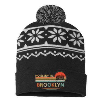 No Sleep Til Brooklyn Old School Portable Stereo Retro USA-Made Snowflake Beanie