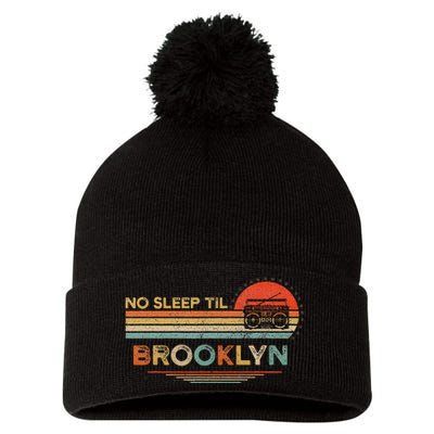 No Sleep Til Brooklyn Old School Portable Stereo Retro Pom Pom 12in Knit Beanie