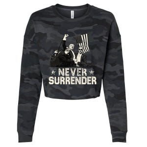 Never Surrender Trump 2024 Cropped Pullover Crew