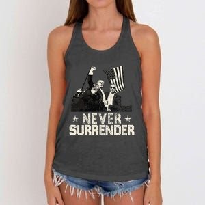 Never Surrender Trump 2024 Women's Knotted Racerback Tank