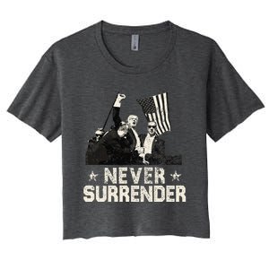 Never Surrender Trump 2024 Women's Crop Top Tee