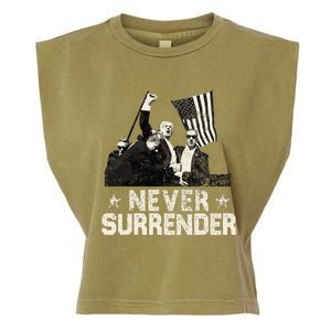 Never Surrender Trump 2024 Garment-Dyed Women's Muscle Tee