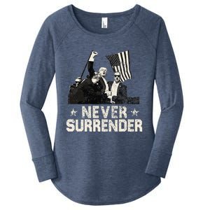 Never Surrender Trump 2024 Women's Perfect Tri Tunic Long Sleeve Shirt