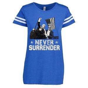 Never Surrender Trump 2024 Enza Ladies Jersey Football T-Shirt