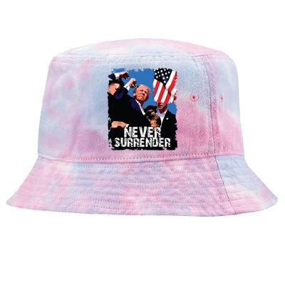 Never Surrender Trump Rushed Offstage With Blood Shooting Tie-Dyed Bucket Hat