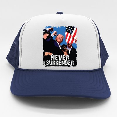 Never Surrender Trump Rushed Offstage With Blood Shooting Trucker Hat