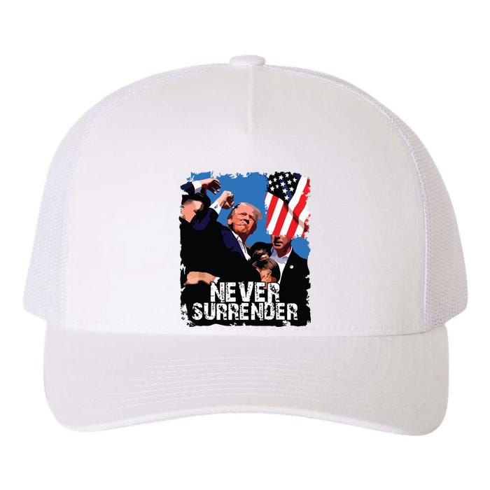 Never Surrender Trump Rushed Offstage With Blood Shooting Yupoong Adult 5-Panel Trucker Hat