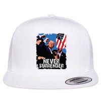 Never Surrender Trump Rushed Offstage With Blood Shooting Flat Bill Trucker Hat