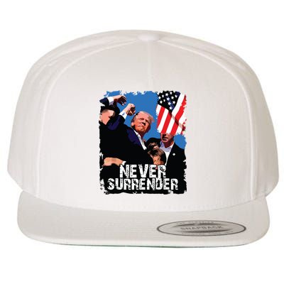 Never Surrender Trump Rushed Offstage With Blood Shooting Wool Snapback Cap