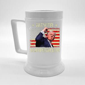 Never Surrender Trump 2024 Survived Shot Fight For America Beer Stein