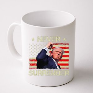 Never Surrender Trump 2024 Survived Shot Fight For America Coffee Mug